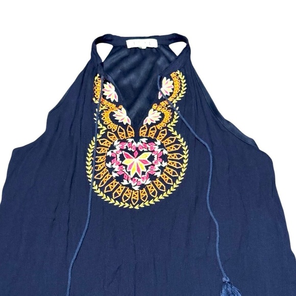 THML Boonie Embroidered Dress Sleeveless Sundress Tassels Lined Boho Sz Medium - Picture 4 of 5
